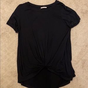 hi low tied knot black tee